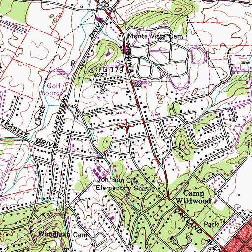 Topographic Map of Oakland Gardens, TN