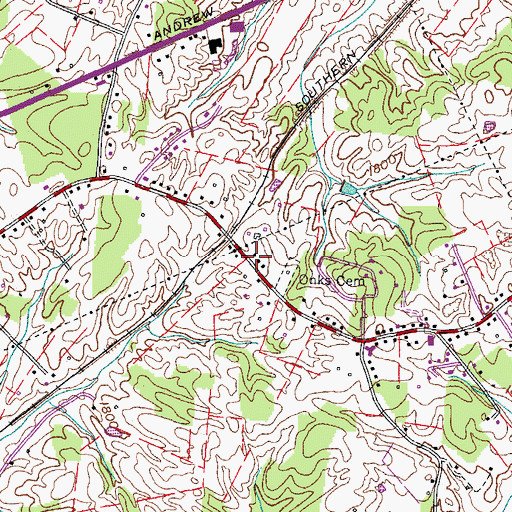 Topographic Map of Onks, TN
