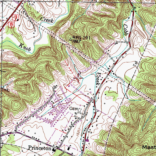 Topographic Map of Pine Hills, TN