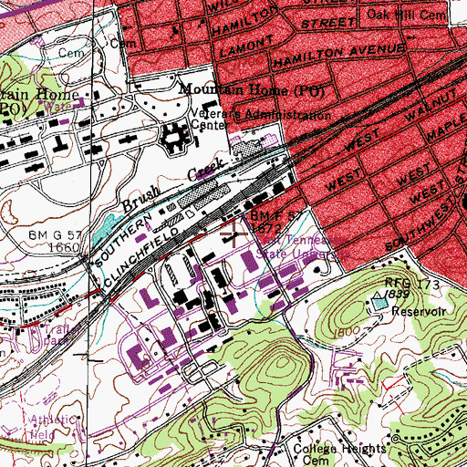Topographic Map of University School, TN