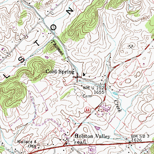 Topographic Map of Cold Springs School, TN