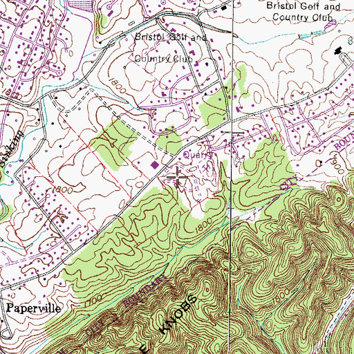 Topographic Map of Evergreen, TN