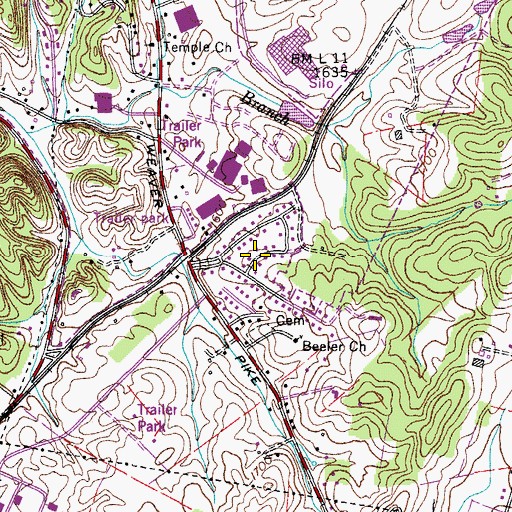 Topographic Map of Ridgedale, TN