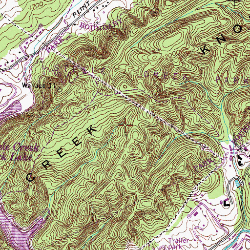 Topographic Map of Steele Creek Golf Course, TN