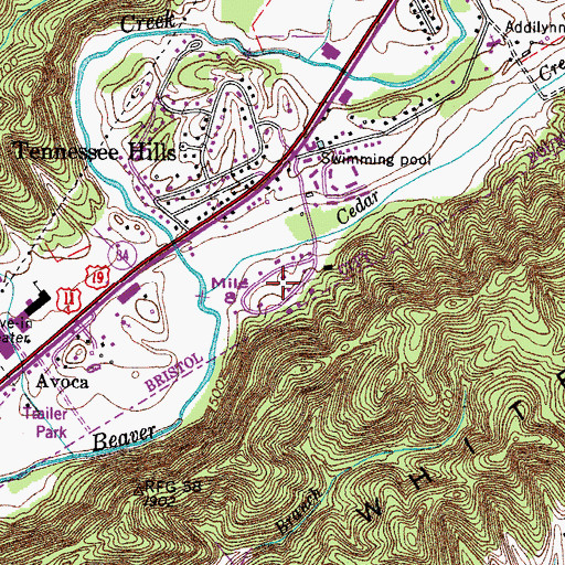Topographic Map of Valley Hills, TN
