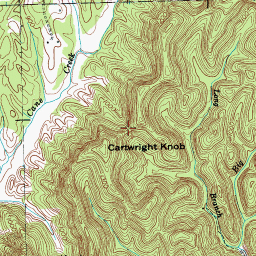 Topographic Map of Cartwright Gap, TN