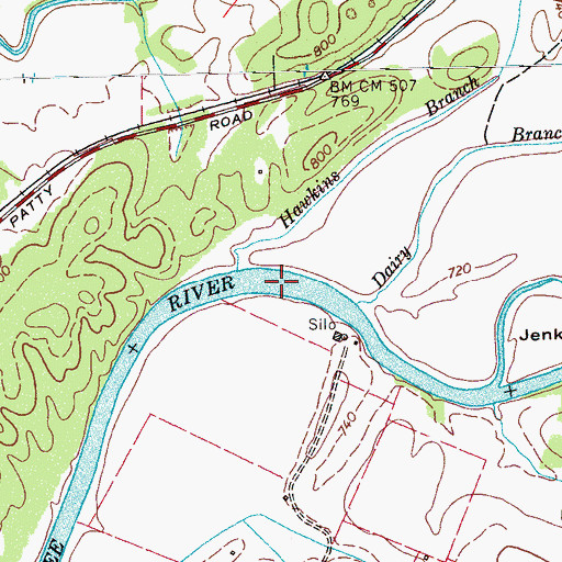 Topographic Map of Savannah Ford, TN