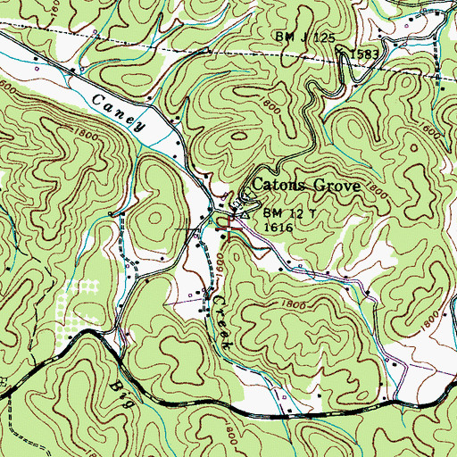 Topographic Map of Catons Grove School (historical), TN