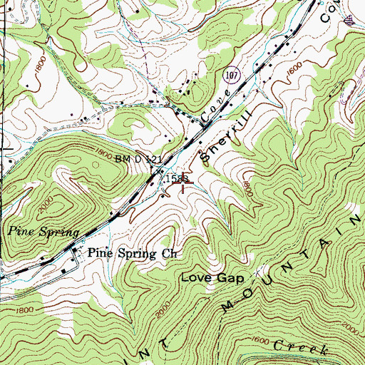 Topographic Map of Paint Creek Campground, TN