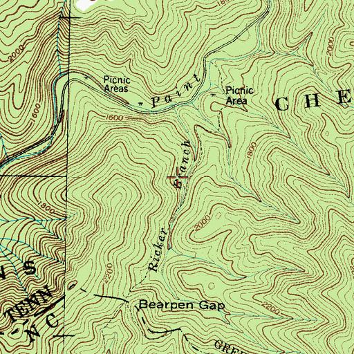 Topographic Map of Paint Creek Recreation Area, TN