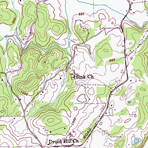 Topographic Map of Sink Cemetery, TN