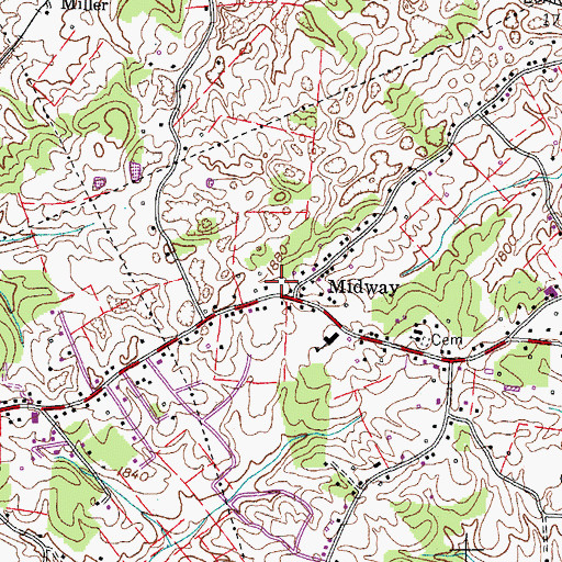 Topographic Map of Vines Cemetery, TN