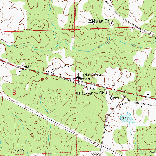 Topographic Map of Plainview School, AL