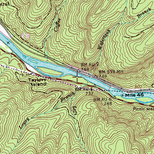 Topographic Map of Taylors Island Fishing Site, TN