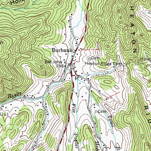 Topographic Map of Five Poplar Branch, TN