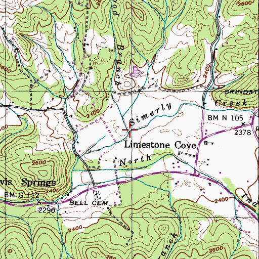 Topographic Map of Cordwood Branch, TN