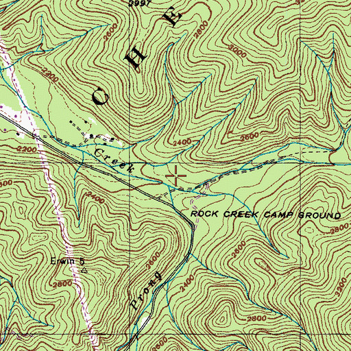 Topographic Map of Right Prong Rock Creek, TN