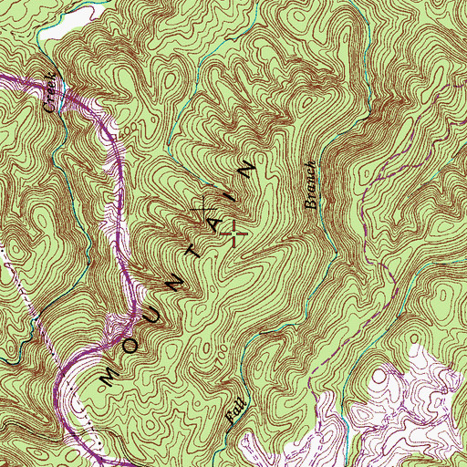 Topographic Map of Tellico Mountain, TN