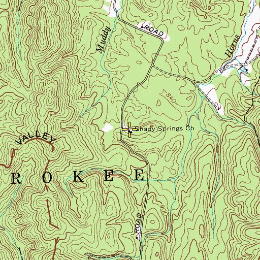 Topographic Map of Shady Springs Church, TN