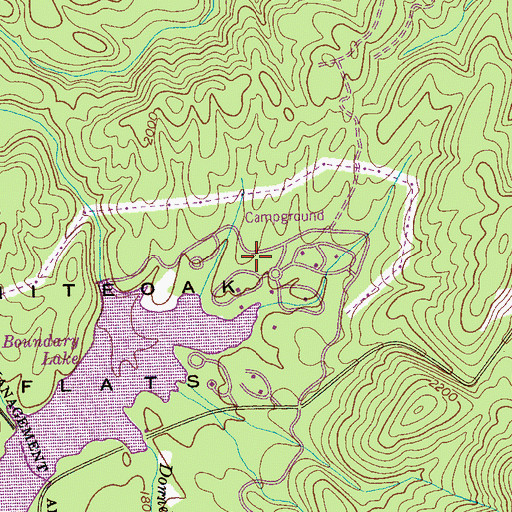 Topographic Map of Indian Boundary Recreation Area, TN
