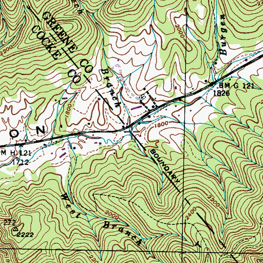 Topographic Map of Beech Branch, TN