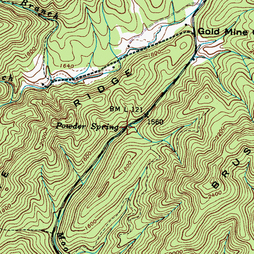 Topographic Map of Powder Spring, TN