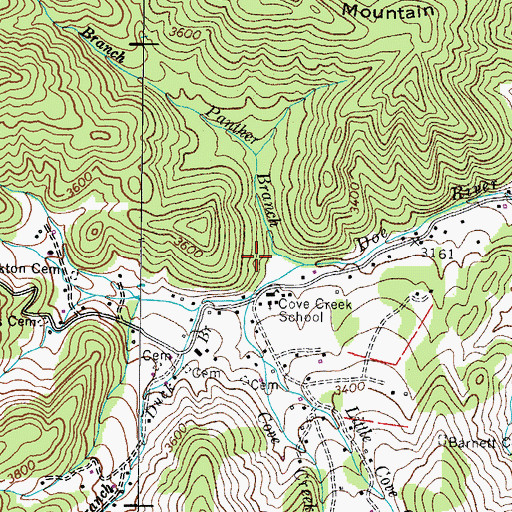 Topographic Map of Cove Creek, TN