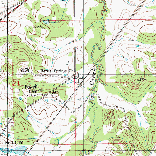 Topographic Map of Bezziel Springs Church, AL