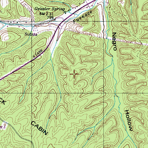Topographic Map of Negro Ridge, TN
