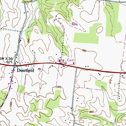 Topographic Map of Deerfield Cemetery, TN