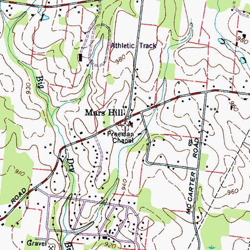Topographic Map of Freeman Chapel Cemetery, TN