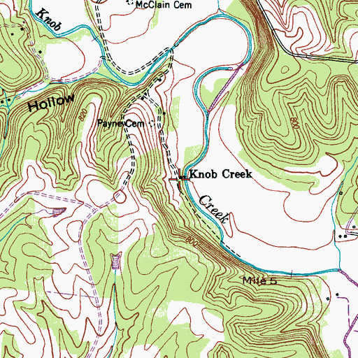 Topographic Map of Knob Creek Church, TN