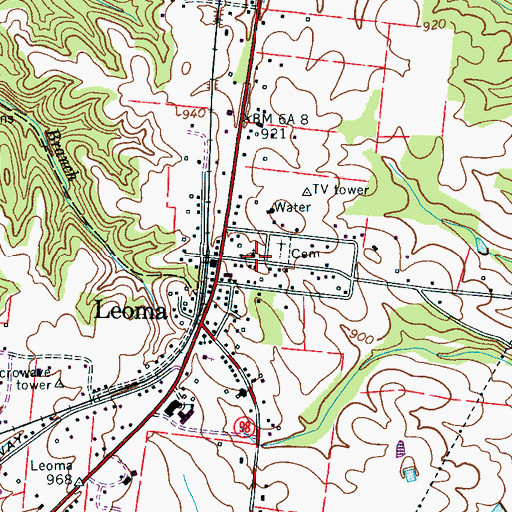 Topographic Map of Leoma Baptist Church, TN