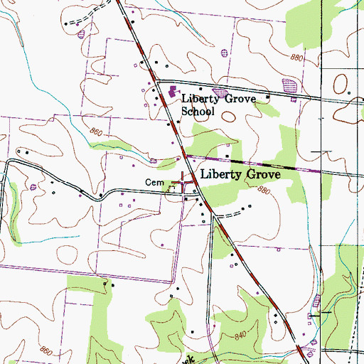 Topographic Map of Liberty Grove Church, TN