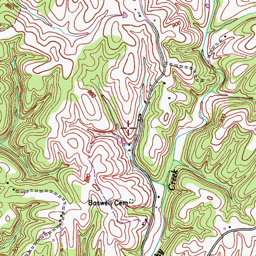 Topographic Map of Pea Ridge Cemetery, TN
