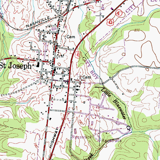 Topographic Map of Saint Joseph Catholic Cemetery, TN