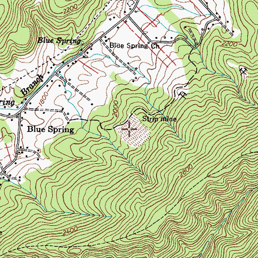 Topographic Map of Blue Spring Mine, TN