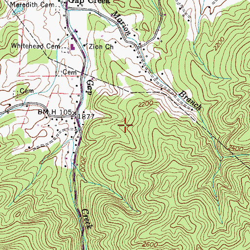 Topographic Map of Hyder Prospects, TN
