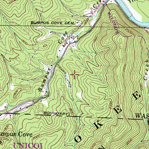 Topographic Map of Sugar Hollow Mine, TN