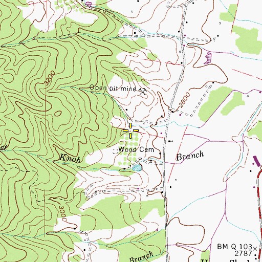 Topographic Map of Maxwell Mine, TN