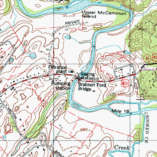 Topographic Map of Brabsons Ford, TN