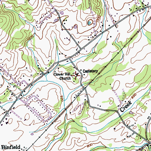 Topographic Map of Clover Hill Cemetery, TN
