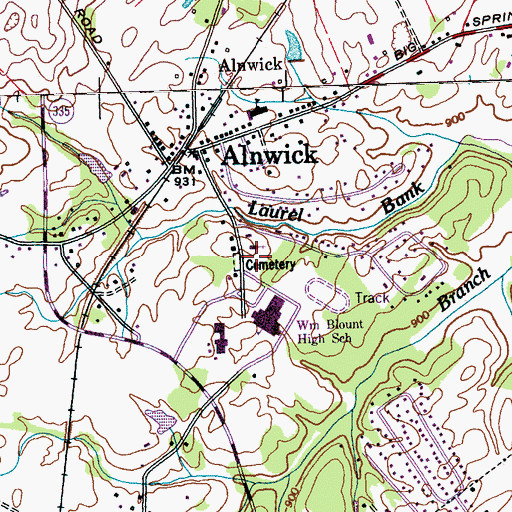 Topographic Map of Laurel Bank Cemetery, TN