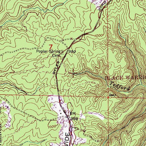 Topographic Map of Poplar Spring, AL