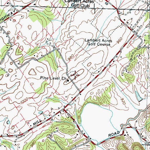 Topographic Map of Piney Level Cemetery, TN