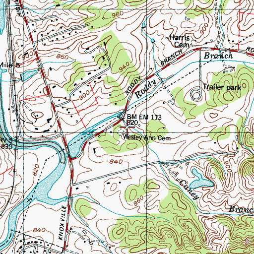 Topographic Map of Wesley Ann Methodist Church (historical), TN