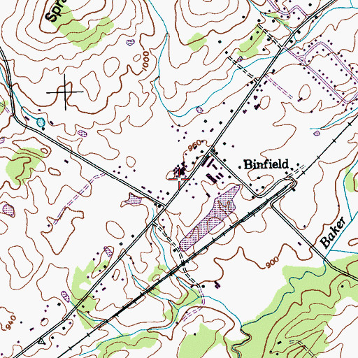 Topographic Map of Binfield Junior High School (historical), TN