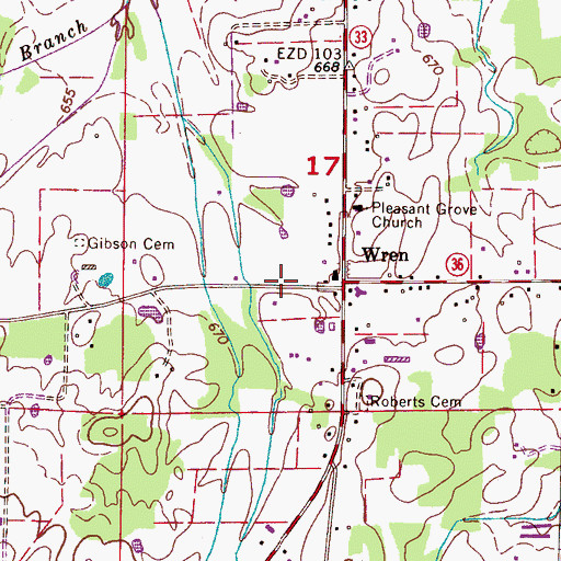 Topographic Map of Wren Elementary School (historical), AL