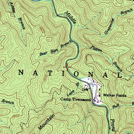 Topographic Map of Walker Valley, TN