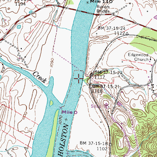 Topographic Map of Big Creek Shoals, TN